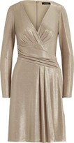 Thumbnail for your product : Lauren Ralph Lauren Foil-print Jersey Cocktail Dress Mini Dress Gold