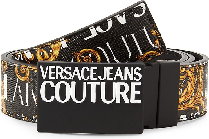 Versace Jeans Couture Gold Reversible Atom Logo Belt - Belts from