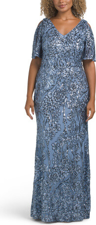 TJMAXX Ruffle Detail Floral Beaded Tiered Gown For Women ShopStyle