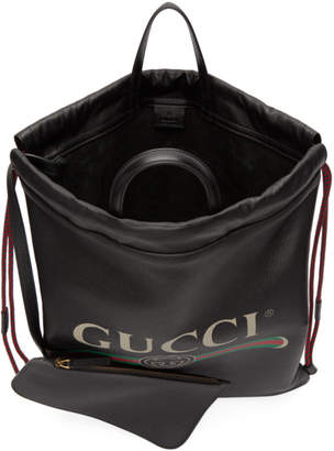 Gucci Black Small Logo Drawstring Backpack