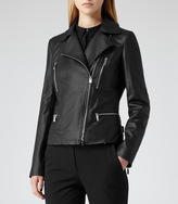 Thumbnail for your product : Reiss Flutter SOFT LEATHER BIKER JACKET