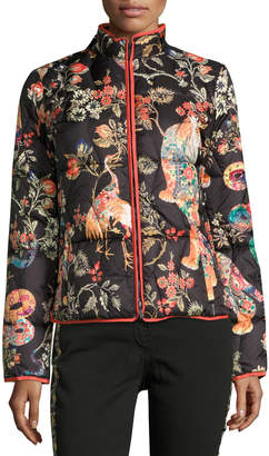 Etro Tiger-Print Quilted Puffer Jacket, Ivory