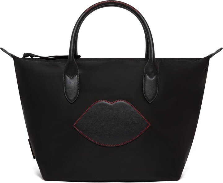 Lulu Guinness Black Nylon Oh Lu Lu Medium Tote Bag