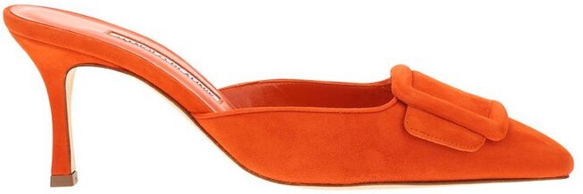 Femme Chaussures Chaussures à talons Mules Mules En Viscose Et Lin Gable 70 Mm Synthétique Manolo Blahnik en coloris Orange 