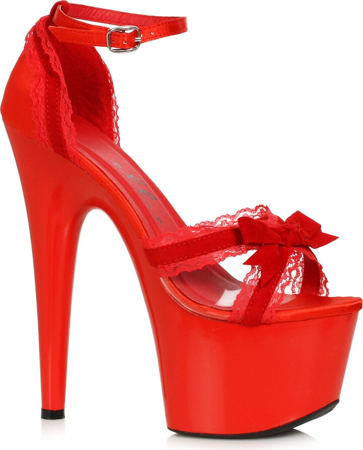 Ellie Shoes Women's Velvet Lace & Bow Heeled Sandal