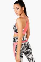 Thumbnail for your product : boohoo Fit Film Palm Print Mesh Sports Bra