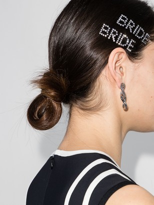 Ashley Williams silver tone Bride crystal hair clip set