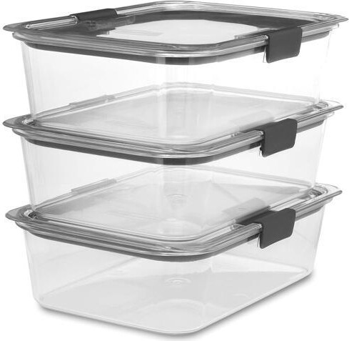 TUKO Rubbermaid Brilliance Food Storage Container, Large, 9.6 Cup, Clear, 3 Pack