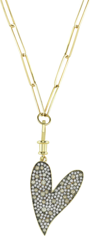 CHARMS COMPANY Be Mine 14k Yellow Gold Diamond Mega Heart Necklace