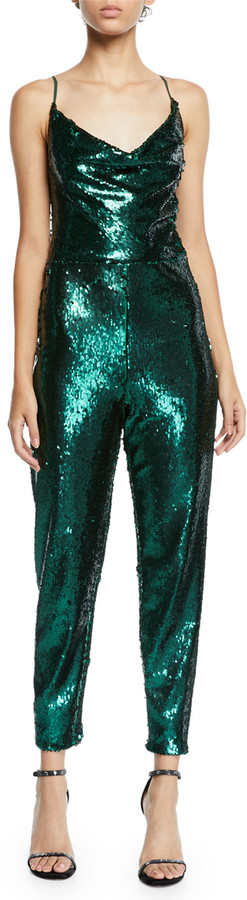 black halo lucy sequin jumpsuit