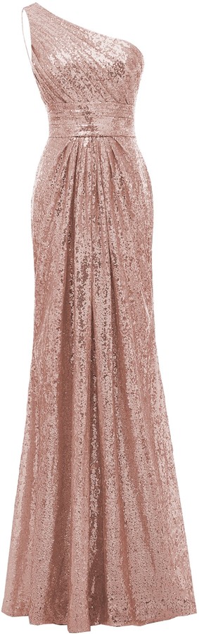 rose gold sequin dresses long