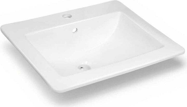 ANZZI Jack Series 21 in. Rectangular Ceramic Drop-In Bathroom Sink Basin in Glossy White with Single Faucet Hole and Overflow