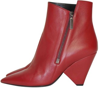 Saint Laurent Niki Red Leather Ankle boots