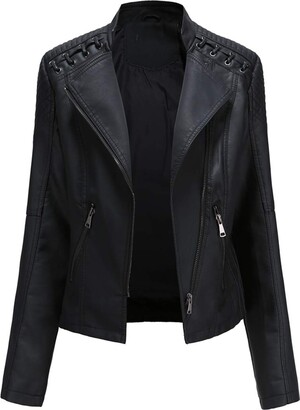 YYNUDA Women's Stylish Faux Leather Jacket Zip Up Moto Biker Classic Short Jacket Coat Green 3XL