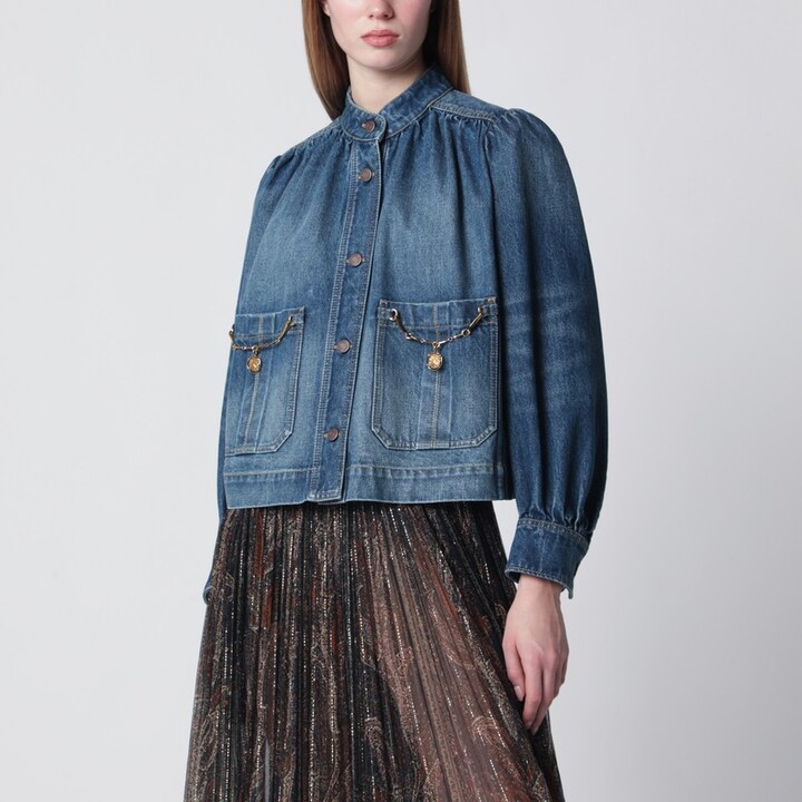 Chloé Indigo blue gathered denim jacket