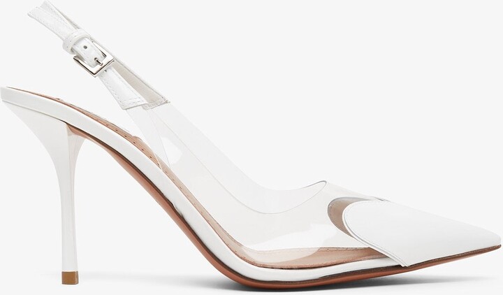 Alaia Coeur 90 white patent slingbacks