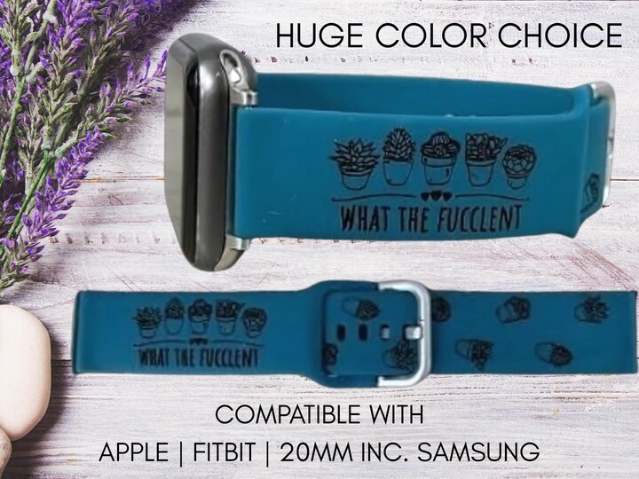 Cactus Fucculent Watchband | Custom Silicone Watch Band For Apple® Samsung & 20mm Watchbands Fitbit Versa 1 2