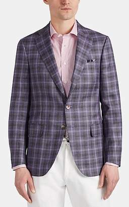 Isaia Men's Plaid Wool-Blend Two-Button Sportcoat - Purple