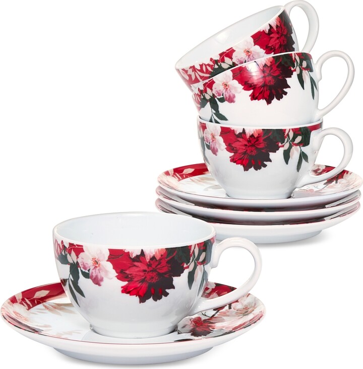 Martha Stewart Collection Holiday 8Pc. Set of Teacups & Saucers