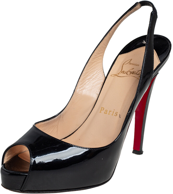 black peep toe slingback pumps