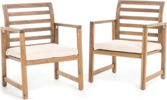 Christopher Knight Home Emilano Set of 2 Acacia Wood Club Chair - Natural Stained