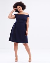 Thumbnail for your product : Textured Bardot Fit-and-Flare Dress