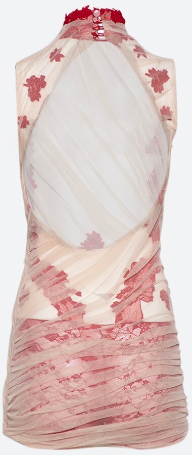 Di Petsa Lace Desire Nude Mini Dress Nude And Red