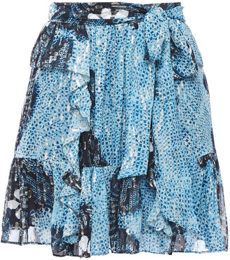 Ulla Johnson Belted Ruffled Fil Coupe Silk And Lurex-blend Mini Skirt