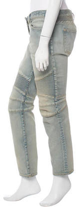 Balmain Straight--Leg Moto jeans