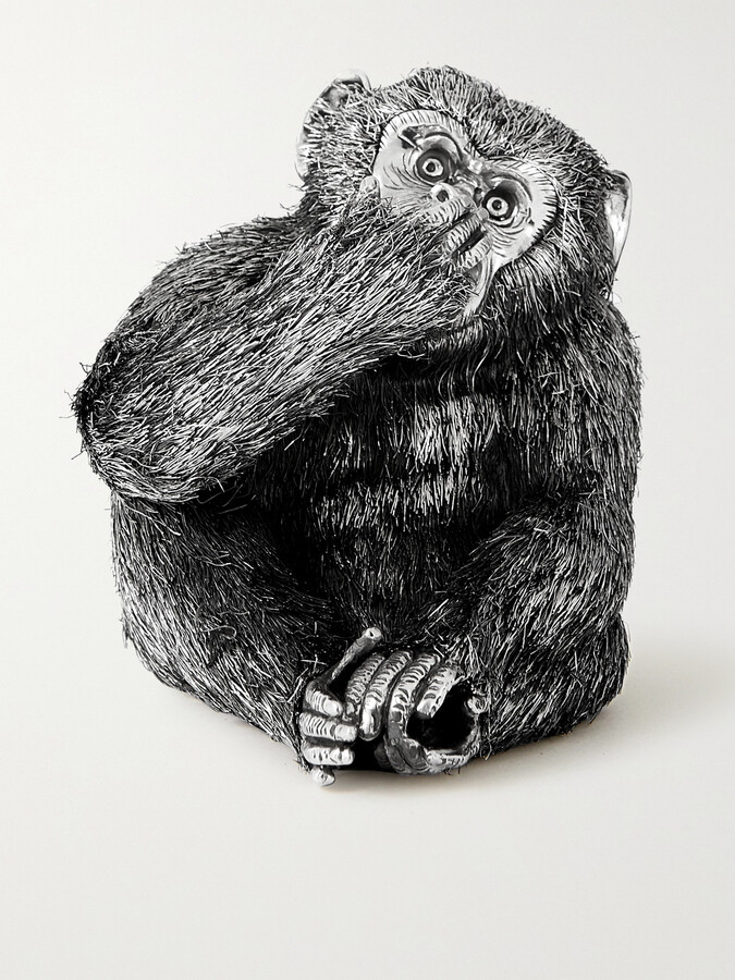 Speak-No-Evil Monkey Silver Ornament