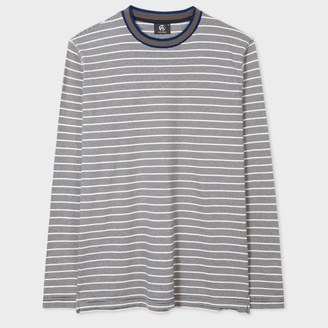 Paul Smith Men's Navy And White Stripe Long-Sleeve Cotton T-Shirt