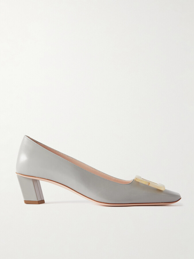 Roger Vivier Belle Vivier 45 Buckled Leather Pumps - Gray