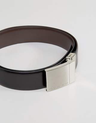 French Connection Reversible Leather Plaque Belt