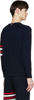 Thumbnail for your product : Thom Browne Navy & Red Cashmere Striped Sweater