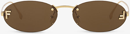 Fendi Womens Gold Fe4075Us Oval-Frame Metal Sunglasses
