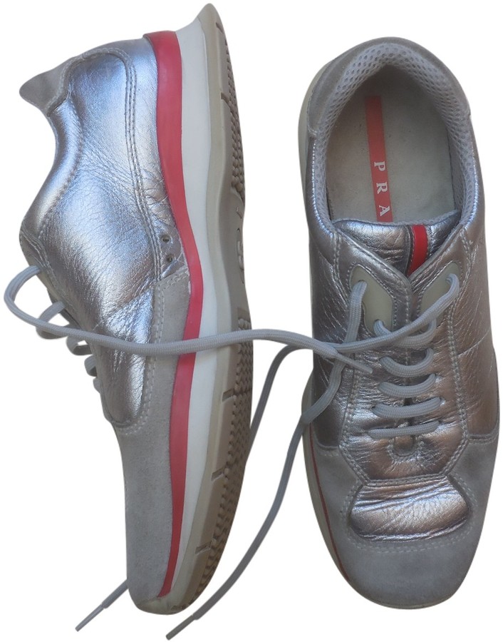 prada silver trainers