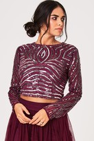 Thumbnail for your product : Little Mistress Emma Plum Linear Sequin Top Co-ord