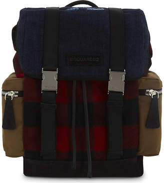 DSQUARED2 Check and denim backpack