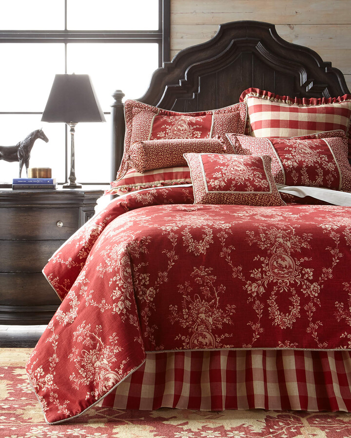 French Country Bedding The World, Red Toile Duvet Cover King