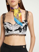 Thumbnail for your product : Versace Small Barocco Goddess print silk scarf