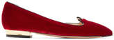 Thumbnail for your product : Charlotte Olympia Red Velvet Feline DOrsay Flats