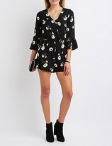 Thumbnail for your product : Charlotte Russe Floral Surplice Romper