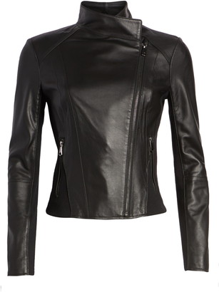 Andrew Marc Felix Stand Collar Leather Jacket
