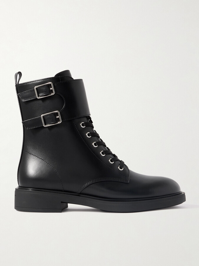 Gianvito Rossi Ripley Buckled Leather Ankle Boots - Black