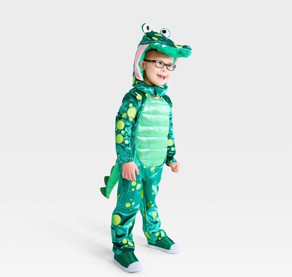Toddler Glow in the Dark Crocodile Halloween Costume Jumpsuit with