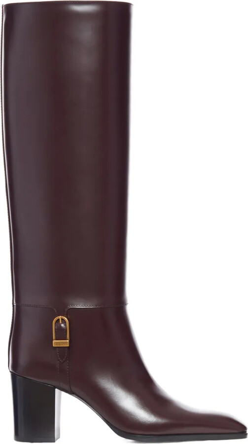 Saint Laurent 70mm Buckle-Detail Calf-Leather Boots