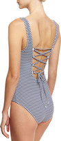 Thumbnail for your product : Tommy Bahama Reversible Lace-Up Back One-Piece Swimsuit, Blue