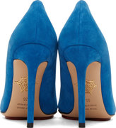 Thumbnail for your product : Charlotte Olympia Blue Suede Monroe Pumps