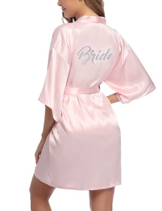 Womens Satin Rose Print Kimono Robe Premium Peacock Bridesmaid Bridal Dressing Gown Sleepwear Nightwear 
