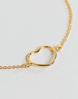 ASOS DESIGN Gold Plated Sterling Silver Open Heart Chain Bracelet